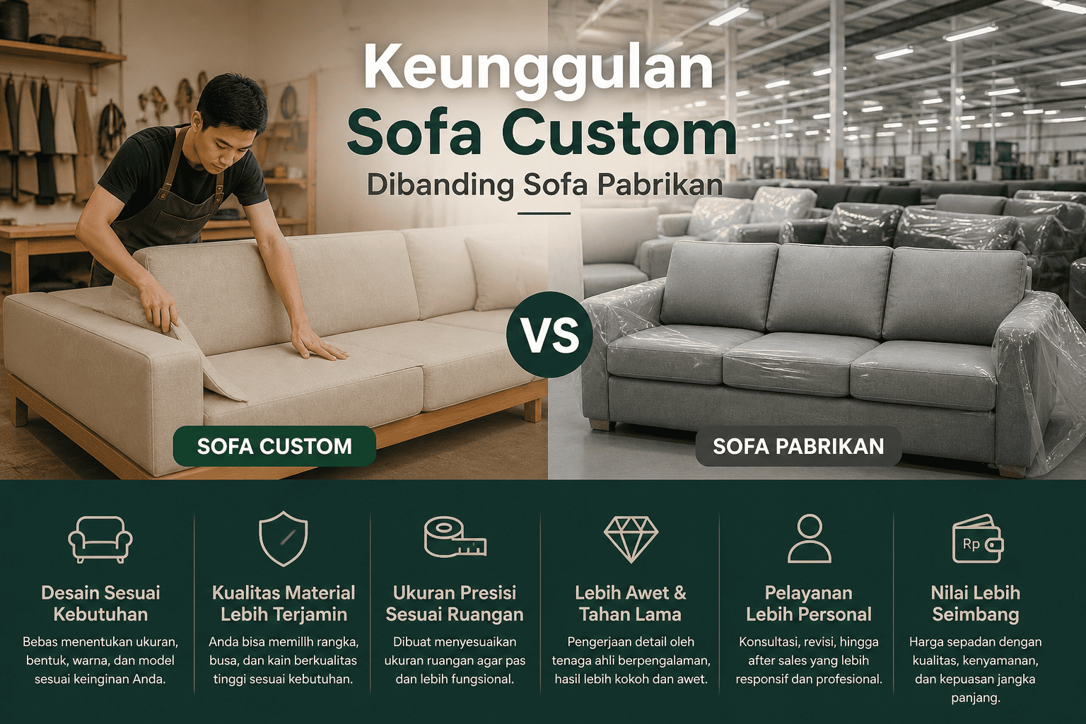 Keunggulan Sofa Custom Dibanding Sofa Pabrikan